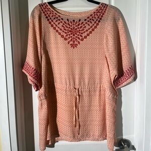 Anthropologie One September Euphemia Embroidered Peasant Top Size Small
